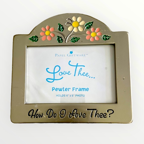 Vintage Papel Giftware Picture Frame “Love Thee…” Pewter Frame - Picture 1 of 3